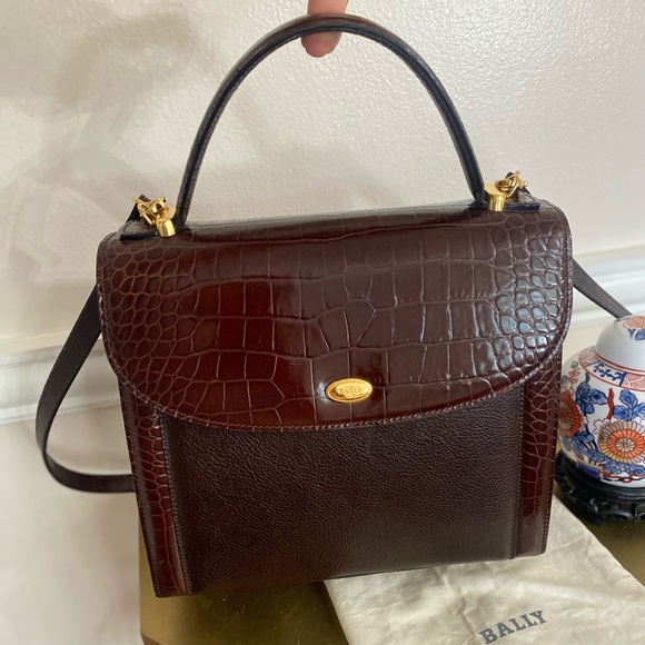 Authentic Bally Brown and Burgendy leather Hand / Crossbody Bag - Picture 6 of 13